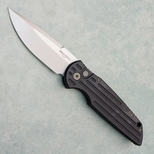 Pro-Tech TR-3 Black Grooved Handle Stonewash S45VN Blade TR-3SWS45 (Pre-owned)