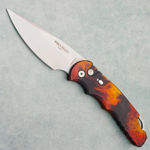 Pro-Tech TR-4 Del Fuego Handle Stonewashed MagnaCut Blade T4101-DF (Pre-owned)