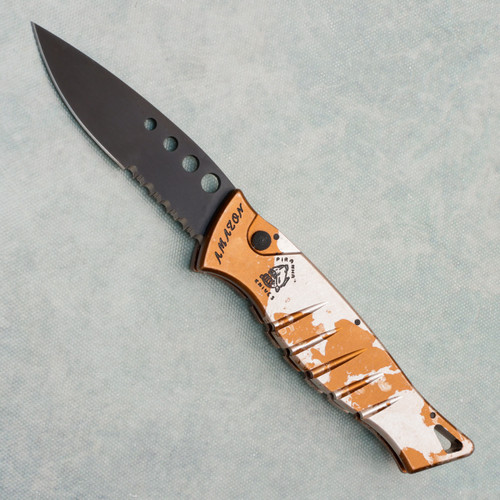 Piranha Amazon Auto S/E Camo Handle Tactical Serrated Black Blade (Pre-owned)