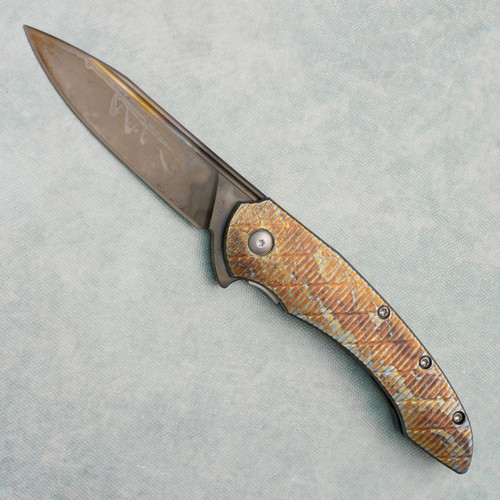 Peter Martin Frame Lock Flipper Lightning Anodized Titanium Handles Heat Colored Blade