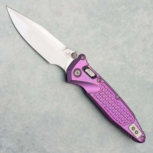 Microtech Marfione Select Socom Ram-Lok Spear Point Purple Haze Frag Titanium Handle Stonewash Standard Purple Accent 160RL-10FRSMS6