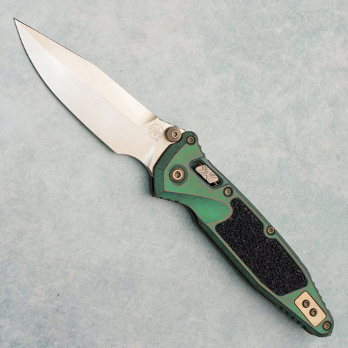 Microtech Marfione Select Socom Ram-Lok Spear Point Antique Green Titanium Handle w/ Black Grip Tape Inlays Bronzed Stonewash Standard Bronze Accent 160RL-13SMS1