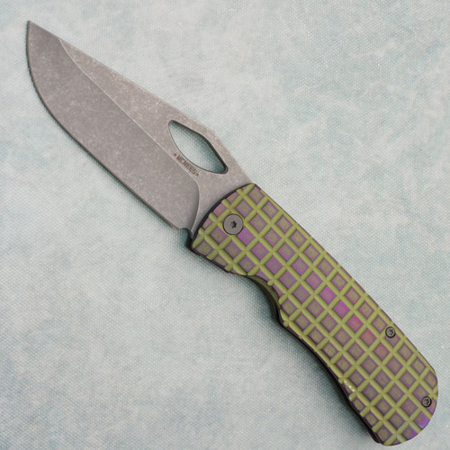 McNees Knives Dixon Frame Lock Frag Green/Purple Titanium Handle Matte Stonewash Magnacut Blade AE CUSTOM SHOP