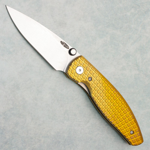 Three Rivers Manufacturing TRM Atom Liner Lock Flat Bronze Frag Titanium Scales Stonewashed MagnaCut Blade AE CUSTOM SHOP