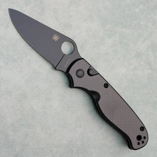 Spyderco ButtonUp Button Lock Folder Peel Ply Carbon Fiber Handle Black Blade C275CFPBK