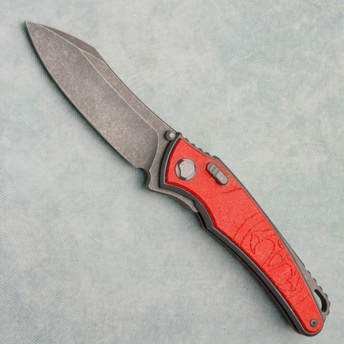 G&G Hawk Talon Hawk Lock w/Toggle Detent Titanium Handle w/ Pulse Red Glass Inlays Stonewash Blade