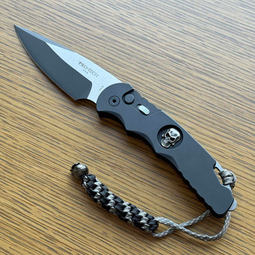 Pro-Tech TR-4 Black Handle w/ Bruce Shaw Designed Sterling Silver Skull 2-Tone 154CM Blade Limited Edition