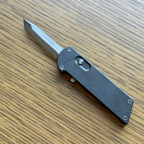 Pro-Tech Mini OTF Black Handle Satin Tanto Blade Prototype
