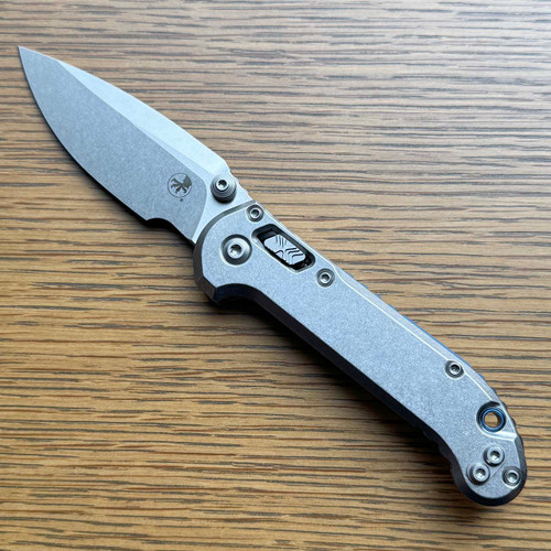 Microtech Marfione Select LUDT Ram-Lok S/E Titanium Handle Stonewash Standard Blue Accent 1135RLS-10MS2