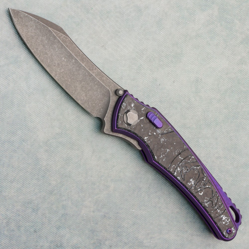 G&G Hawk Talon Hawk Lock w/Toggle Detent Purple Titanium Handle w/ TechnoCarbo White Inlays Stonewash Blade