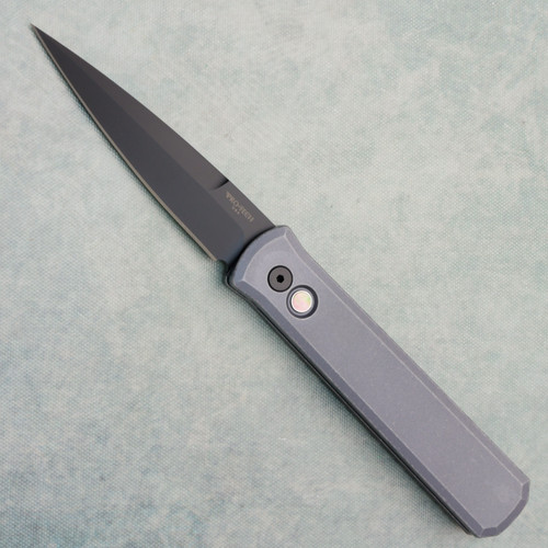 Pro-Tech Godfather Solid Battleworn Grey Handle Black DLC Blade BSA26.GODFATHER.1