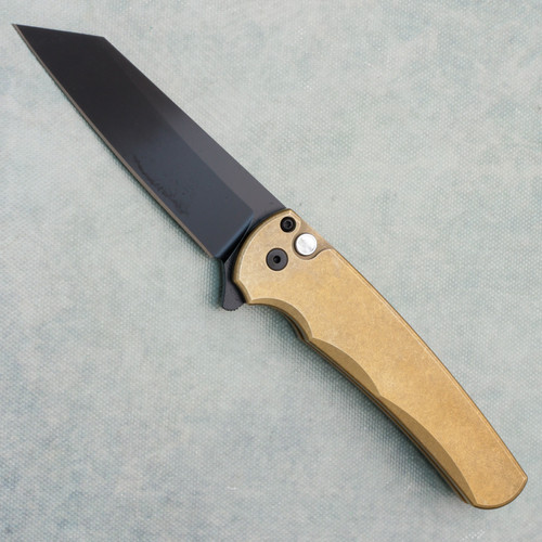 Pro-Tech Malibu Button Lock Flipper Reverse Tanto AlBronze Handle DLC MagnaCut Blade 5413