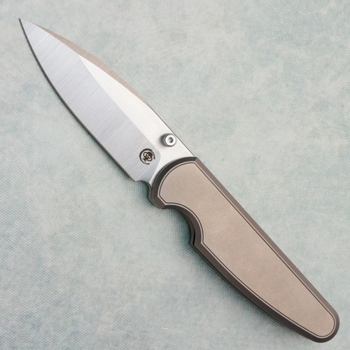 Chaves Knives Brad Blount Phase 229 Integral Stonewash Titanium Handles w/ Stonewash Titanium Inlay Belt Satin Blade