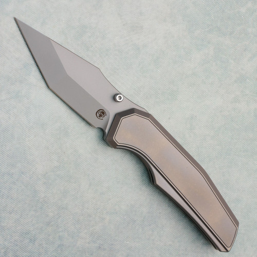 Chaves Knives Jake McCoy Omega Street Integral Stonewash Titanium Handles w/ Stonewash Titanium Inlay Stonewash Blade