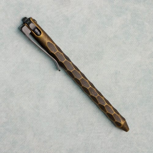 Maverick Customs Flipper Universal Pen Sculpted Brass w/ Zirc Flipper and Clip BS4