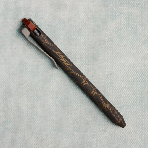 Maverick Customs Flipper Universal Pen Cerakote Lasered Aluminum Butterscotch Micarta Flipper BS5