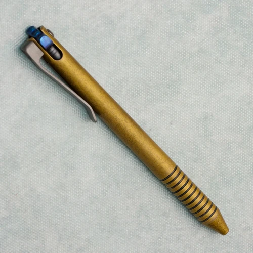 Maverick Customs Flipper Universal Pen Ringed Brass w/ Timascus Flipper BS9
