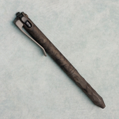 Maverick Customs Flipper Universal Pen Half Sculpted Ringed Void Finished Titanium w/ Zirc Flipper BS10