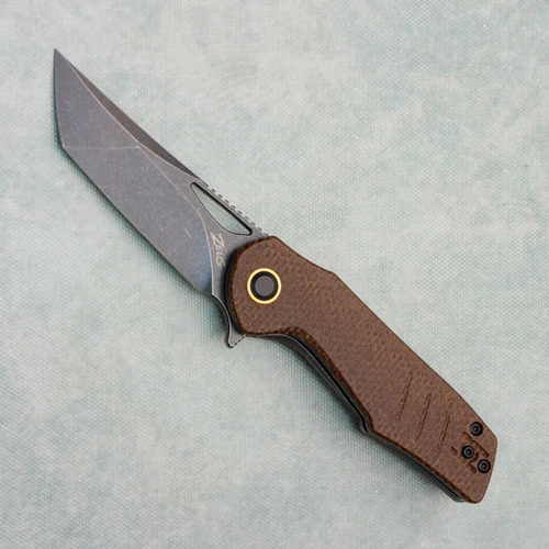 Grissom Knife and Tool Baby Zeus Liner Lock Natural Micarta Handles Dark Stonewash Blade