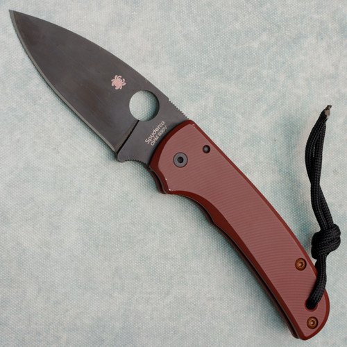 Spyderco Shaman Compression Lock AWT Burgundy Aluminum Handles Black Blade C229GPBK (Pre-Owned)