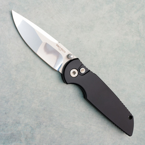 Pro-Tech TR-3 Integrity Button Lock Black Handle Mike Irie Hand Ground Mirror Polish Blade Prototype (Consignment)