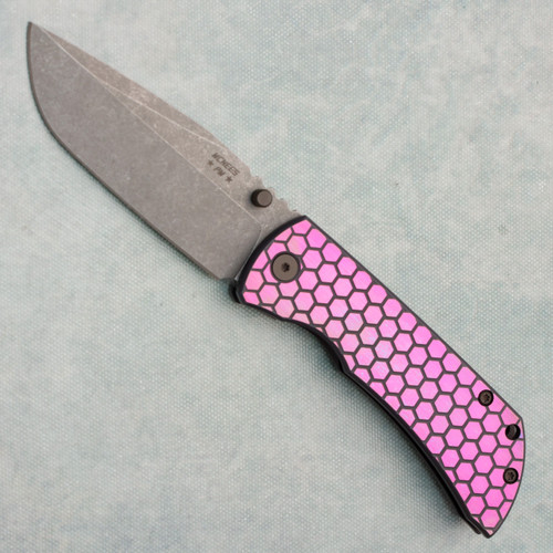 McNees Knives PM MAC 2 3.5 Gen 2 Black/Violet Honeycomb Titanium Handle Matte Stonewash Spearpoint Magnacut Blade (Consignment)