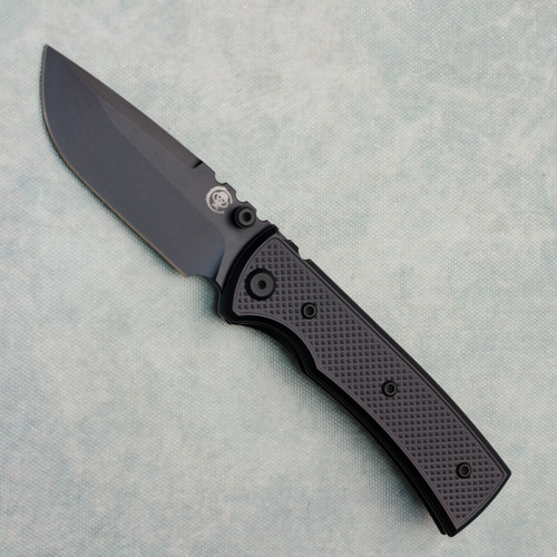 Chaves Knives Blue Label Redencion Street Liner Lock Black Knurled Aluminum Handles Black PVD 154CM Drop Point Blade Black Hardware