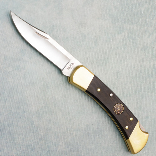 Buck 110 Folding Hunter Semiquincentennial Lock Back Ebony Wood Handle w/ 76 Emblem Satin Blade 14607