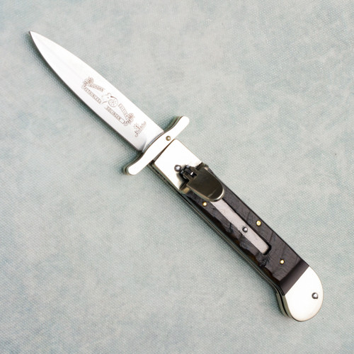 Hubertus Springer Guardian Medium Clip Point Auto Widderhorn Handle w/ Guard 10