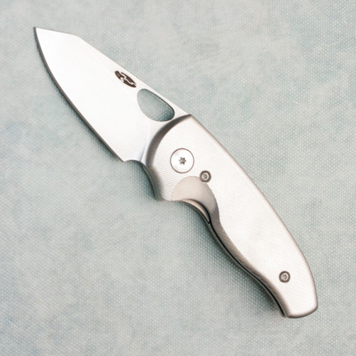 Three Rivers Manufacturing TRM Holier Nerd Liner Lock 3D Pinstripe Titanium Handle Stonewashed MagnaCut Blade