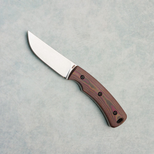 Three Rivers Manufacturing TRM Tagalong Fixed Blade Chocolate/Brown/Red Richlite Handles Stonewashed Blade