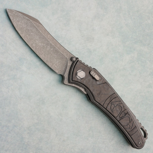 G&G Hawk Talon Hawk Lock w/Toggle Detent Titanium Handle w/ Black Ops Marble Carbon Fiber Inlays Stonewash Blade