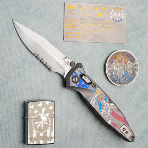 Microtech Socom Ram-Lok Spear Point Liberty Or Death Part Serrated Prototype Set 160RL-8SETLODSS PR