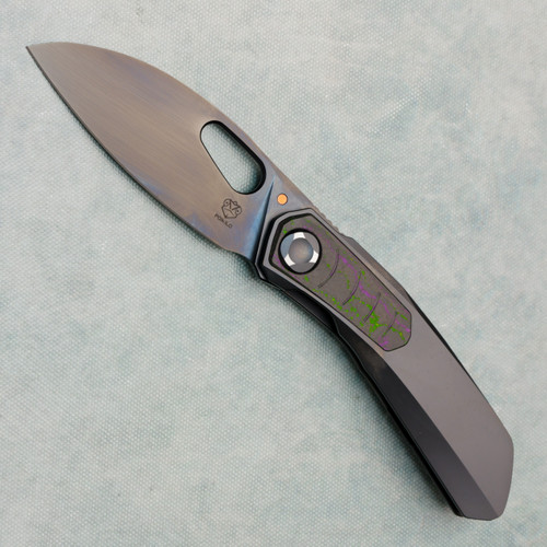 Poikilo Blade VK-Crab Frame Lock DLC Titanium Handle w/ World Breaker Camo Carbon Inlays DLC M398 Blade American Edge Exclusive