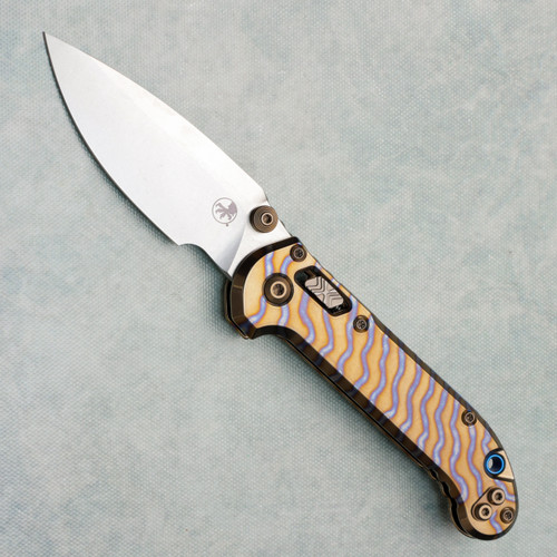 Microtech Marfione Select LUDT Ram-Lok S/E Flamed Titanium Handle Stonewash Standard Blue Accent Bronzed Hardware 1135RLS-10MS4