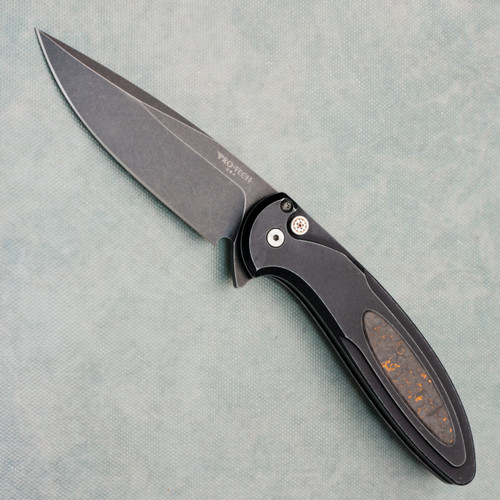 Pro-Tech Cambria 2 Flipper Button Lock Black Battleworn Aluminum Handles w/ TechnoCarbo Copper Inlay DLC Wash MagnaCut Blade NYCKS.CAMBRIA.1 (Pre-owned)