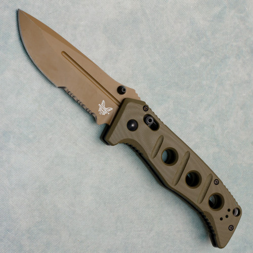 Benchmade Adamas Axis Lock OD G10 Handle Drop Point Serrated Flat Earth Blade 275SFE-2 (Pre-owned)