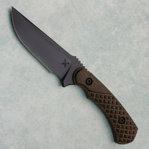 Toor Knives Allied Brauler Fixed Blade Green Linen Micarta Handle Black CruWear Blade Limited Edition (Consignment)