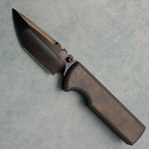 Chaves Knives Redencion N.T.A.K. Integral Frame Lock Tanto Heavy Stonewash Titanium Handle w/ Crosshatch Bright DLC Magnetic Inlay Bright Stonewash DLC 3V Blade