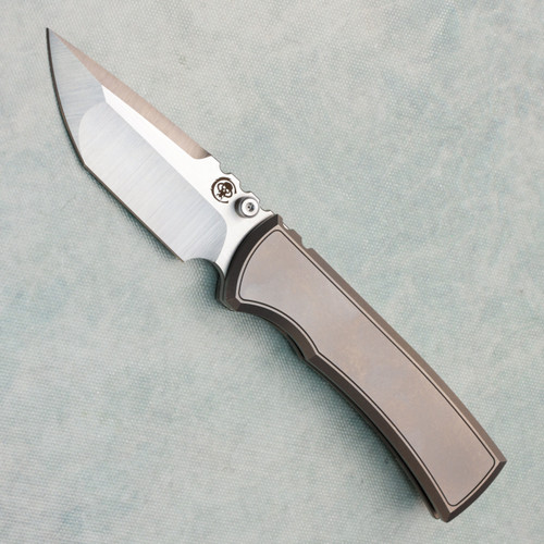 Chaves Knives Redencion Street Integral Stonewash Titanium Handles w/ Stonewash Titanium Inlay Belt Satin Tanto Blade