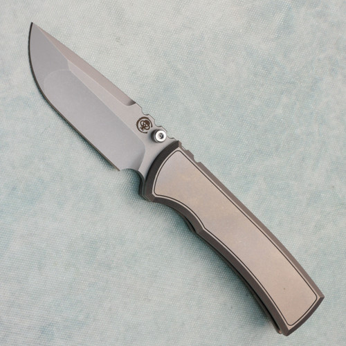 Chaves Knives Redencion Street Integral Stonewash Titanium Handles w/ Stonewash Titanium Inlay Stonewash Drop Point Blade