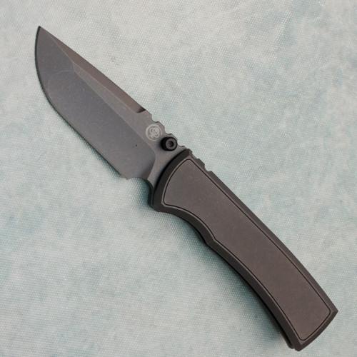 Chaves Knives Redencion Street Integral SW Grey PVD Titanium Handles w/ SW Grey PVD Titanium Inlay Stonewash Grey PVD Drop Point Blade
