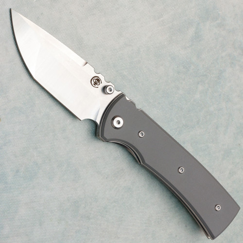 Chaves Knives Blue Label Redencion 229 Liner Lock Grey G-10 Handles Satin Elmax Tanto Blade