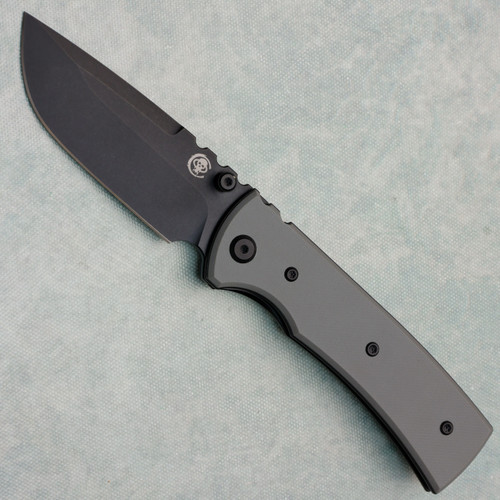 Chaves Knives Blue Label Redencion 229 Liner Lock Grey G-10 Handles Black PVD Elmax Drop Point Blade