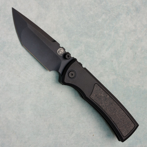 Chaves Knives Redencion Street Integral Black PVD Titanium Handles w/ Shredded Carbon Fiber Inlays Black PVD Tanto Blade YKWII