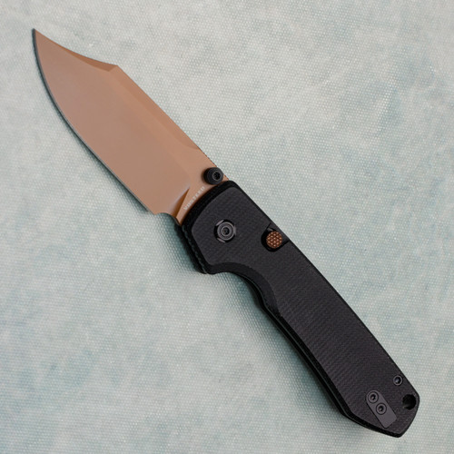 Vosteed Raccoon 2.0 Top Liner Lock Black Micarta Handle Copper Dune Bowie Blade A2926