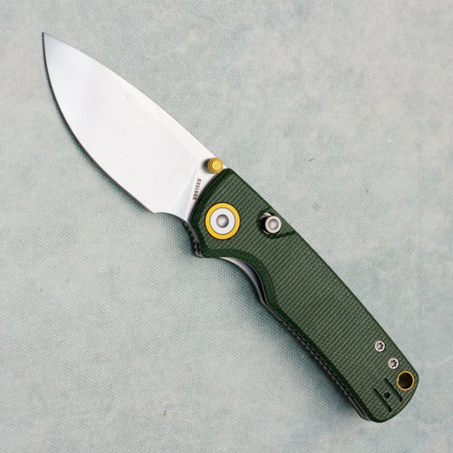Vosteed Porcupine Top Liner Lock Green Micarta Handle Stonewash Blade A2611