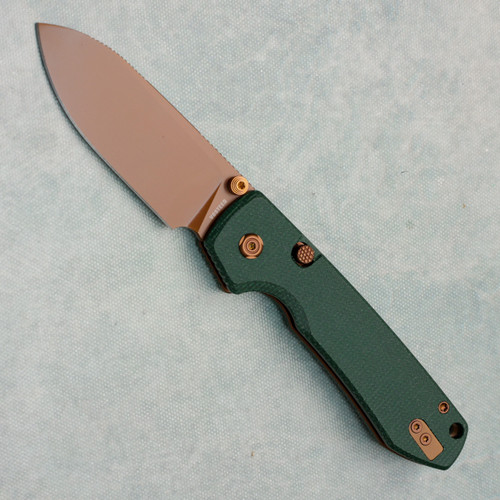 Vosteed Raccoon 2.0 Top Liner Lock Green Micarta Handle Copper