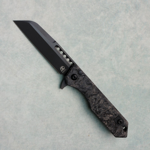 Heretic Knives Jinn Manual Button Lock Marble Glow Carbon Fiber Handle DLC Magnacut Blade H213-6A-MGCF