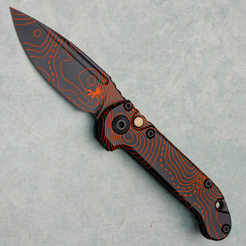 Microtech LUDT S/E Gen III Smooth Handle Topographic Black/Orange Camo Standard Signature Series 1135S-1TPBKORCS